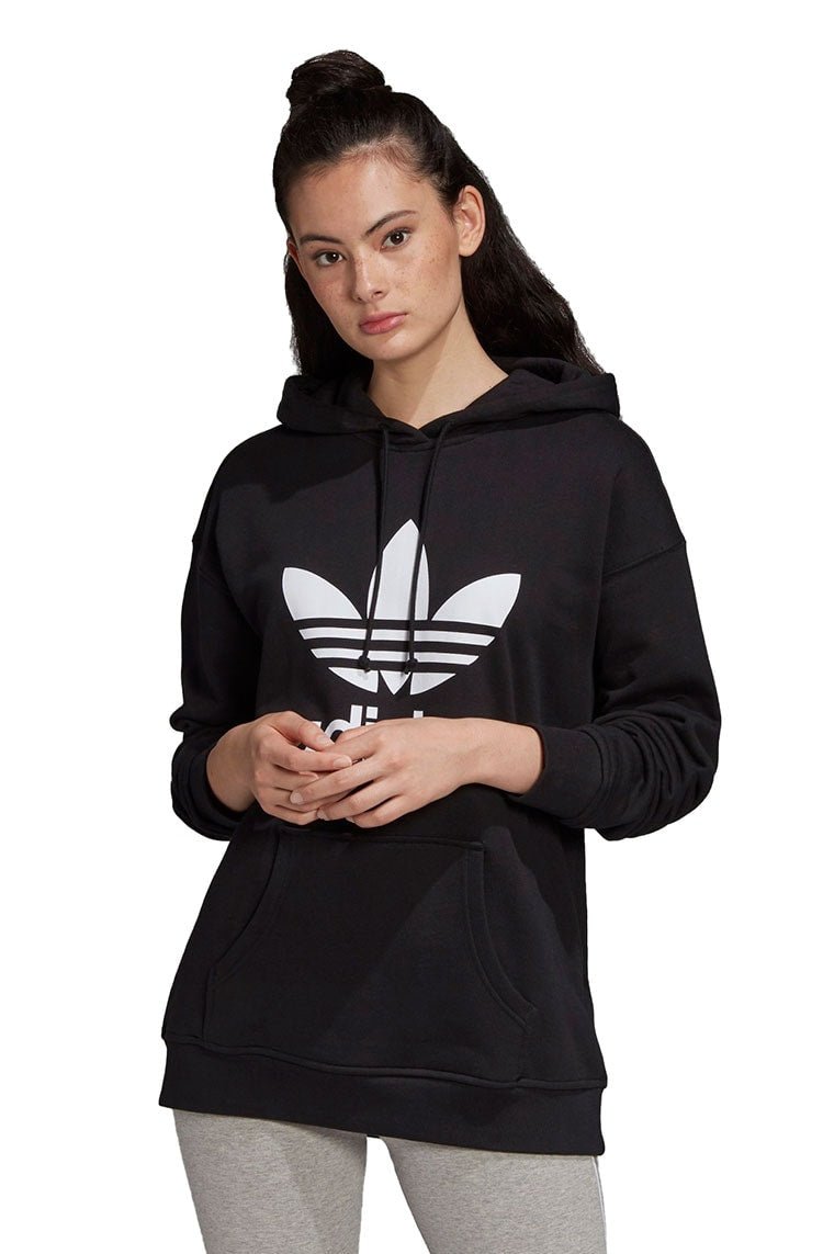 Blusa Moletom Adidas Trefol Capuz Feminino Preto/Branco - NewSkull