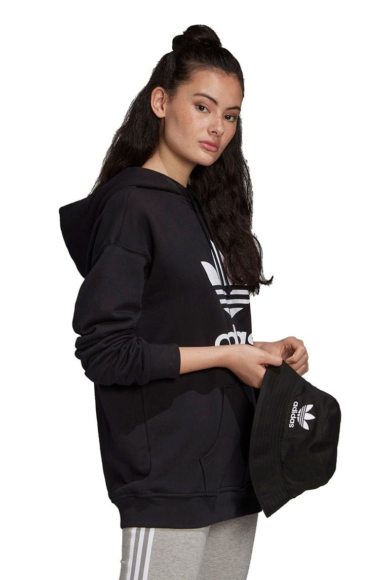 Blusa Moletom Adidas Trefol Capuz Feminino Preto/Branco - NewSkull