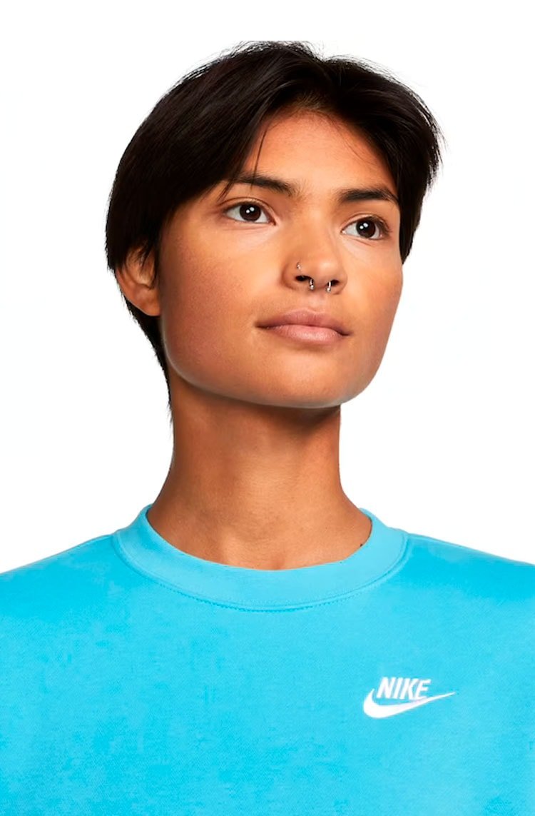 Blusão Nike Sportswear NSW Club Fleece Feminino Azul/Branco - NewSkull