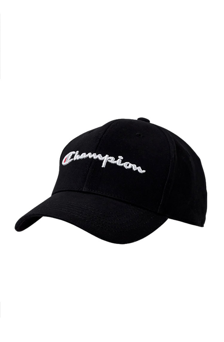 Bone Champion Aba Curva Bordado Strapback Preto/Branco - NewSkull