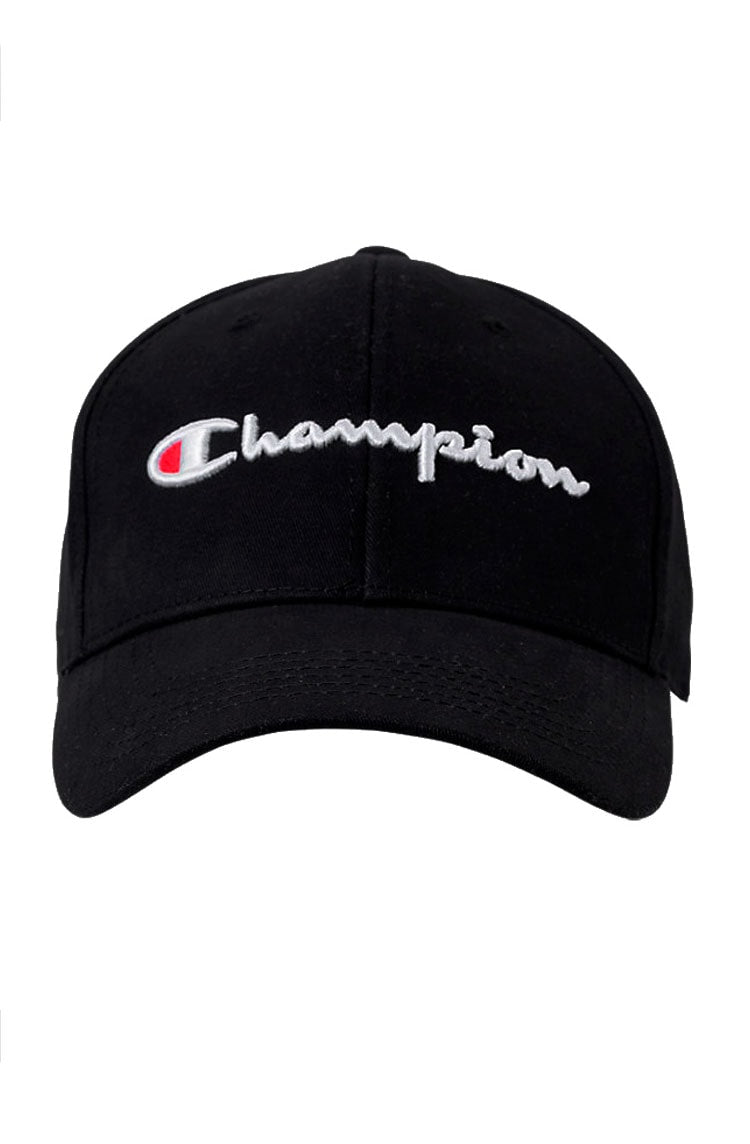 Bone Champion Aba Curva Bordado Strapback Preto/Branco - NewSkull