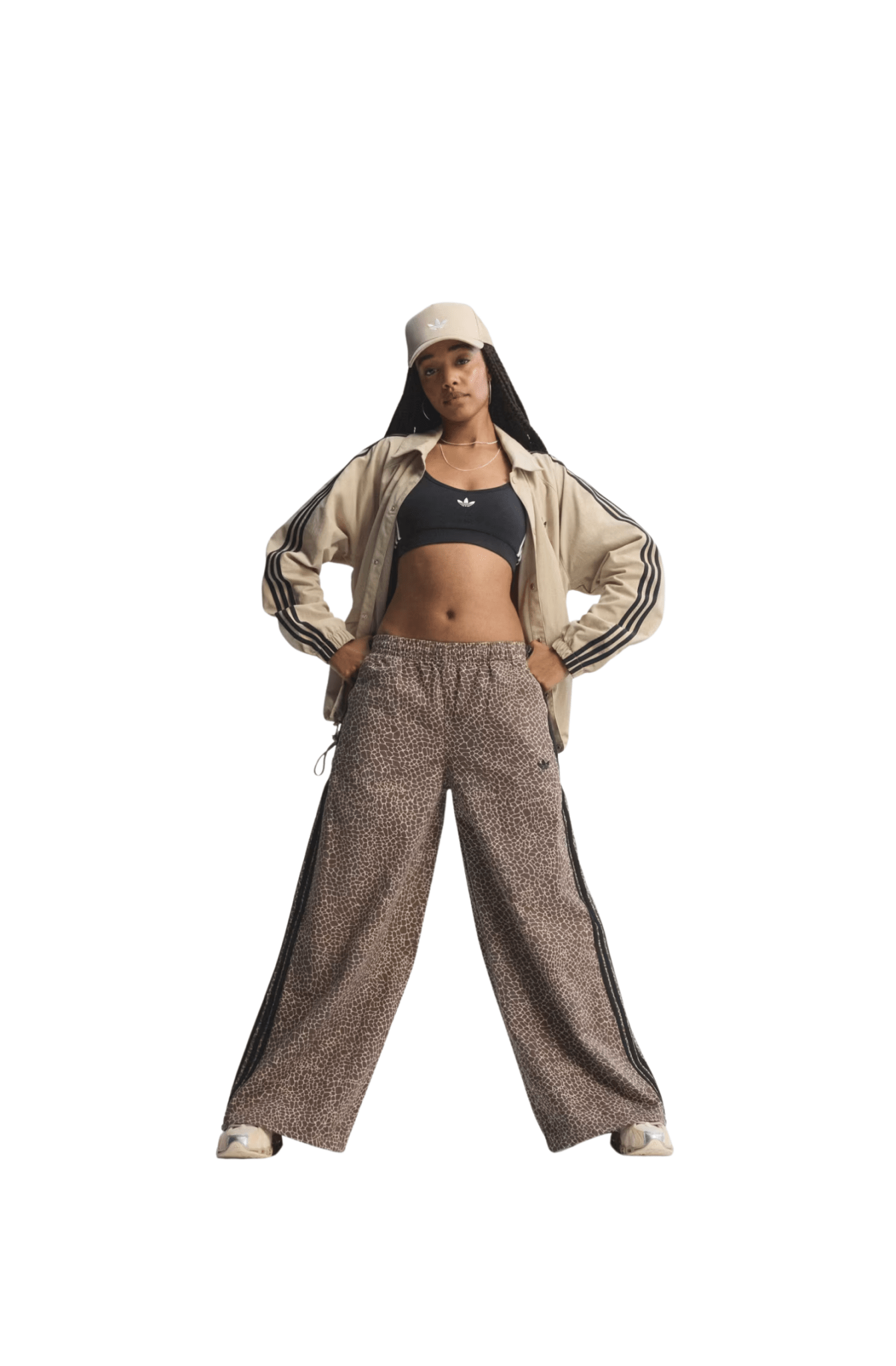Calça Adidas Jeans Oversized Firebird AOP Marrom/Preto - NewSkull