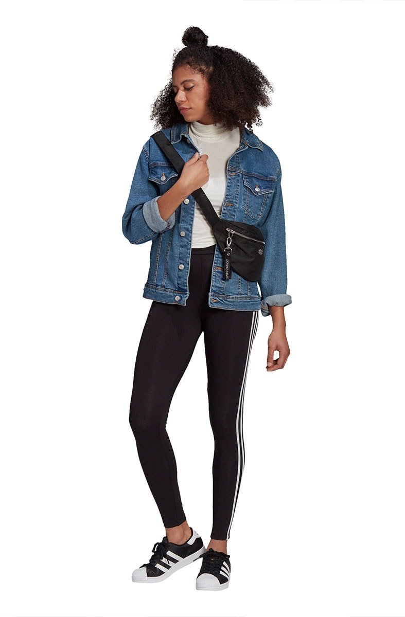 Calça Adidas Legging Adicolor Classics 3 - Stripes Feminina Preta/Branca - NewSkull