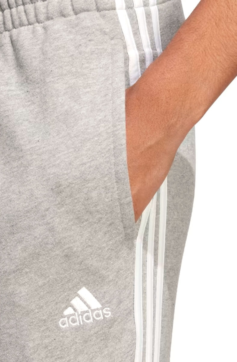 Calça Adidas Moletinho Essentials 3 - stripes Cinza/Branco - NewSkull