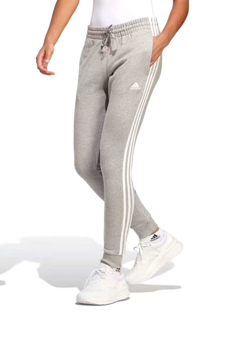 Calça Adidas Moletinho Essentials 3 - stripes Cinza/Branco - NewSkull