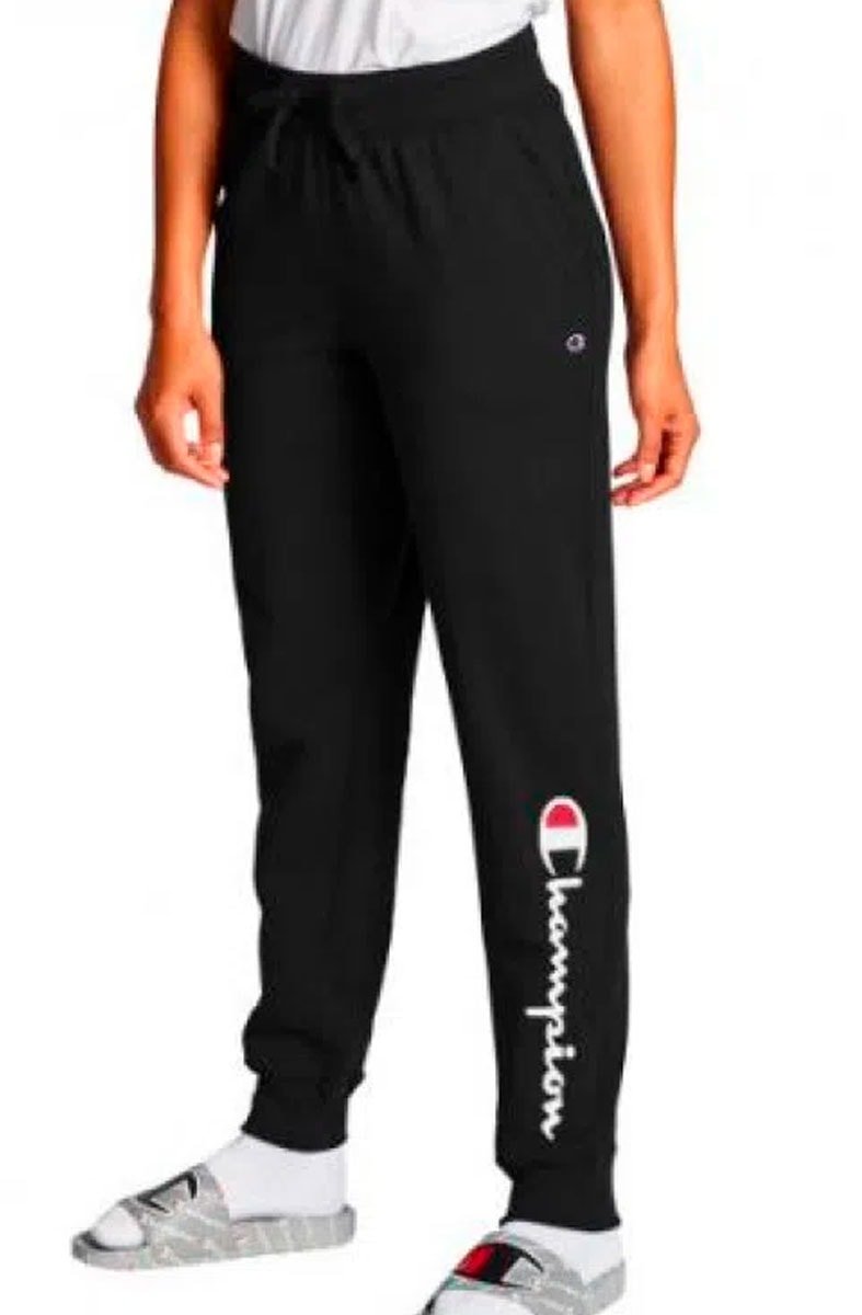 Calça Champion Feminina Moletom Jogger Preto/Branco - NewSkull