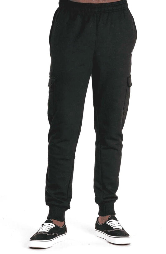 Calça Champion Moletom Powerblend Cargo Jogger Preto/Preto - NewSkull