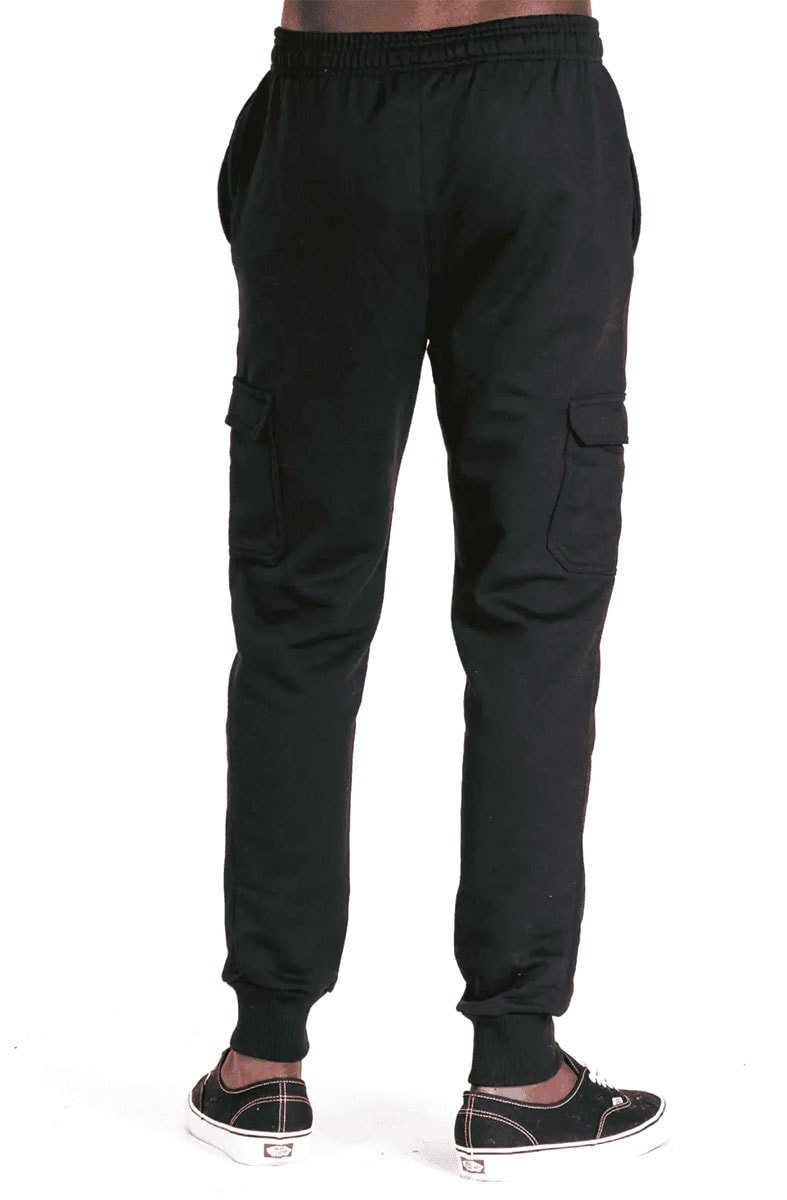 Calça Champion Moletom Powerblend Cargo Jogger Preto/Preto - NewSkull