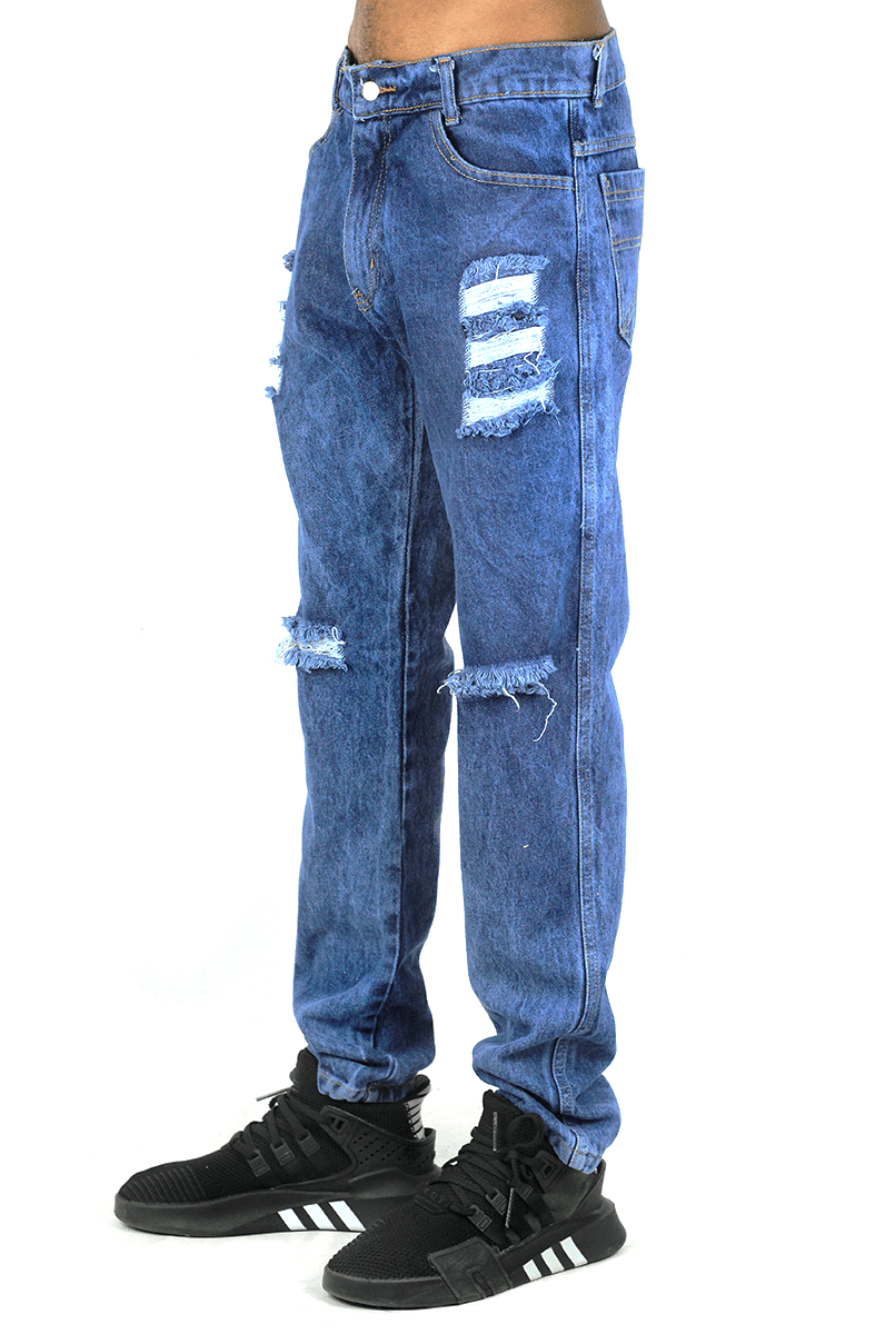 CALÇA JEANS NEWSKULL RASGADA AZUL - NewSkull