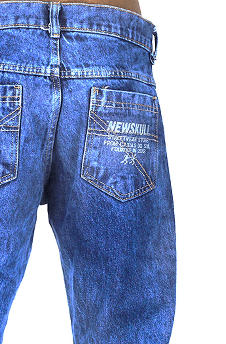 CALÇA JEANS NEWSKULL RASGADA AZUL - NewSkull