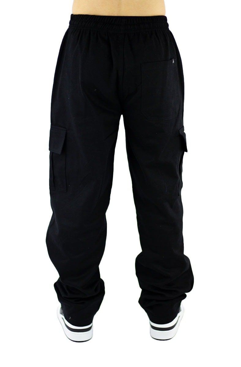 Calça NewSkull Cargo Reta Larga Preta/Branca - NewSkull