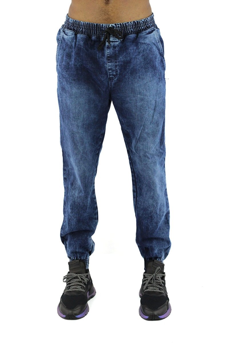 Calça NewSkull Jogger Jeans Marmorizada Azul Escura - NewSkull