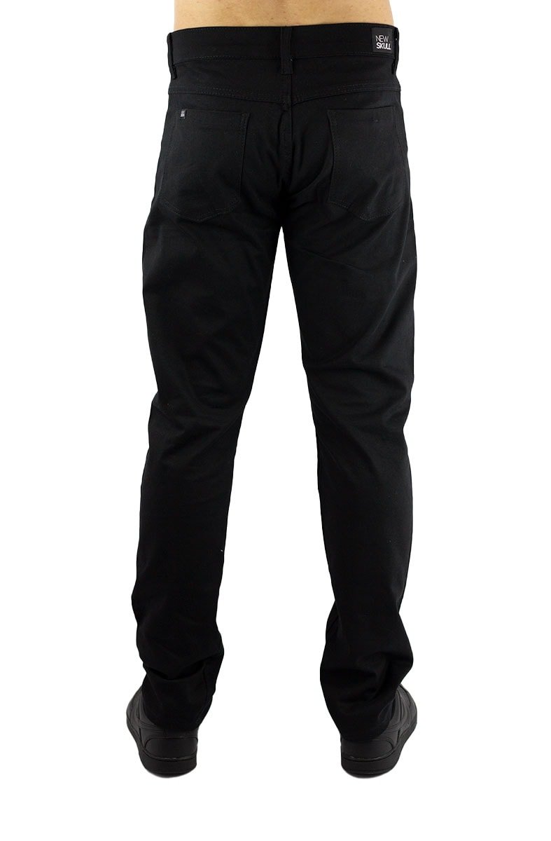 Calça NewSkull Reta Sarja Preta - NewSkull