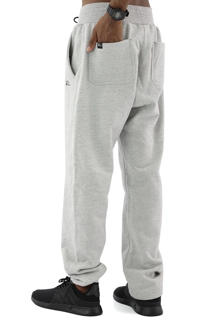 CALÇA RETA NEWSKULL MOLETOM AJUSTE CINZA MESCLA - NewSkull