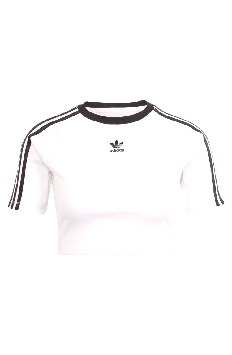 Camisa Adidas Baby Look 3 Listras Branco/Preto - NewSkull