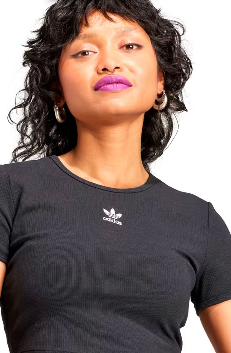Camisa Adidas Cropped Essentials Rib Preto - NewSkull