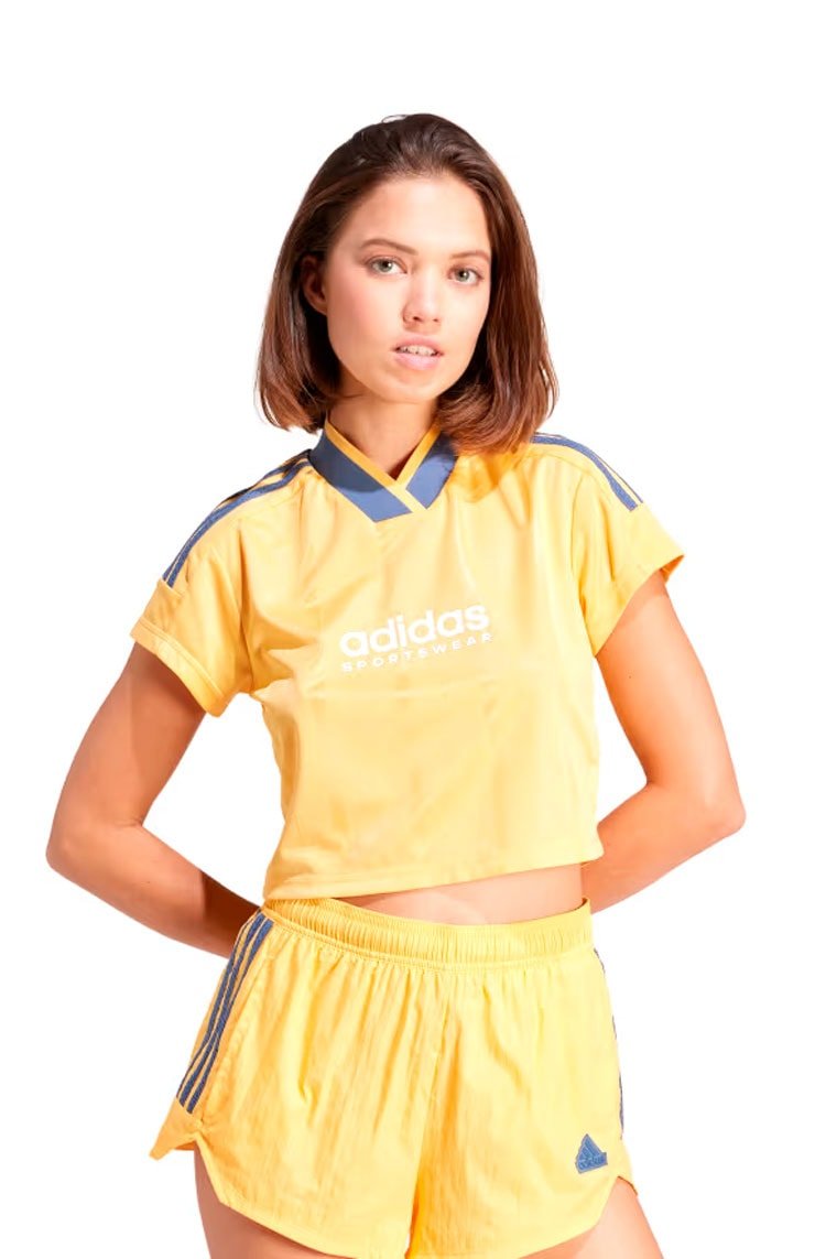 Camisa Adidas Cropped Tiro Summer Amarelo/Azul - NewSkull