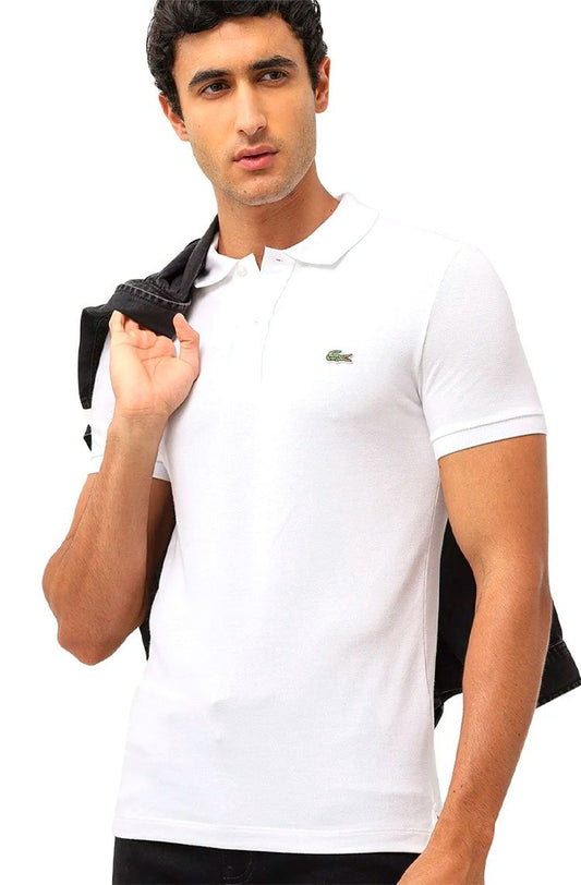 Camisa Polo Lacoste Masculina Slim Fit Petit Piquet Branco - NewSkull