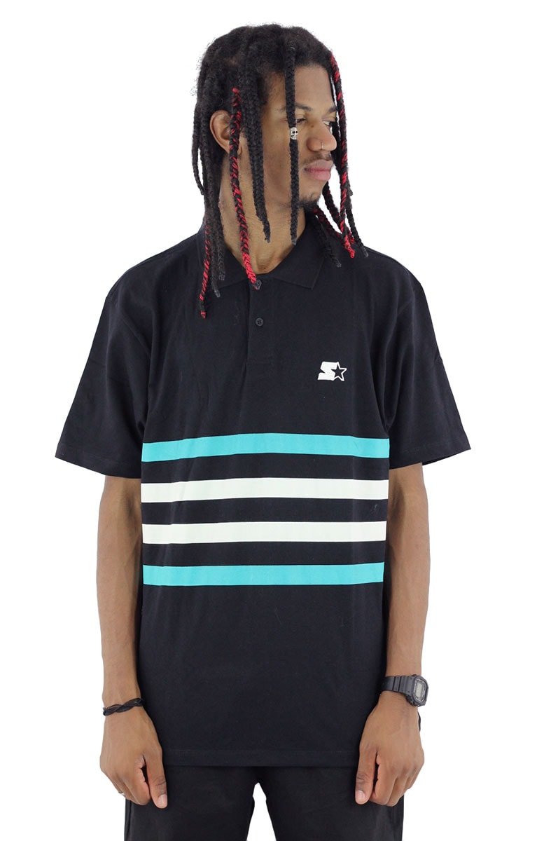 Camisa Polo Starter Listras Preta - NewSkull