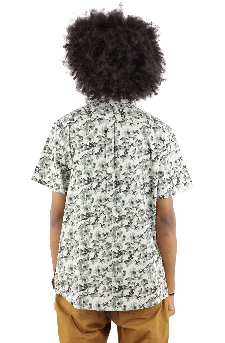 Camisa STARTER Floral Manga Curta Branca/Cinza - NewSkull