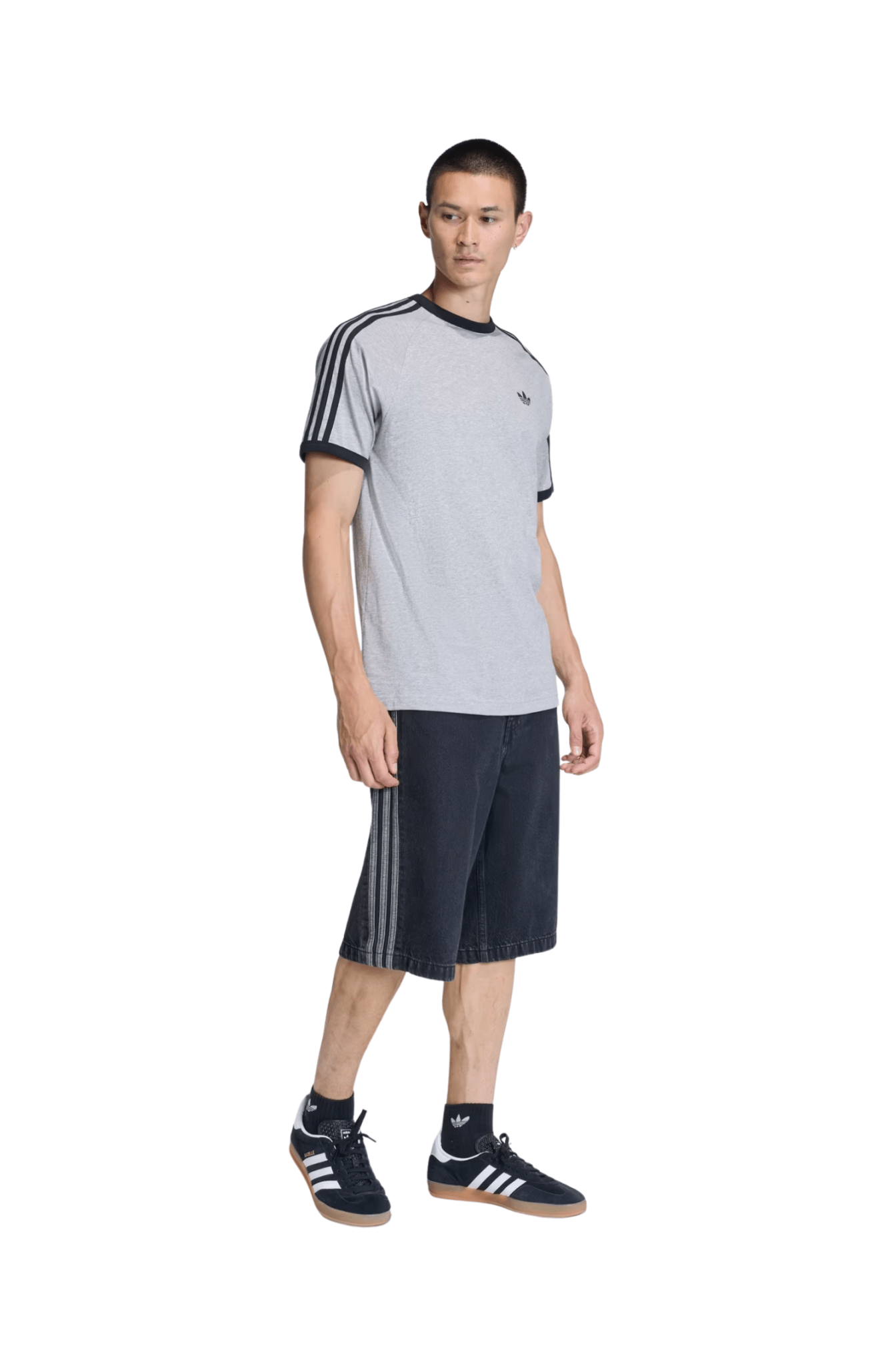 Camiseta Adidas 3 - stripes Cinza/Preto - NewSkull