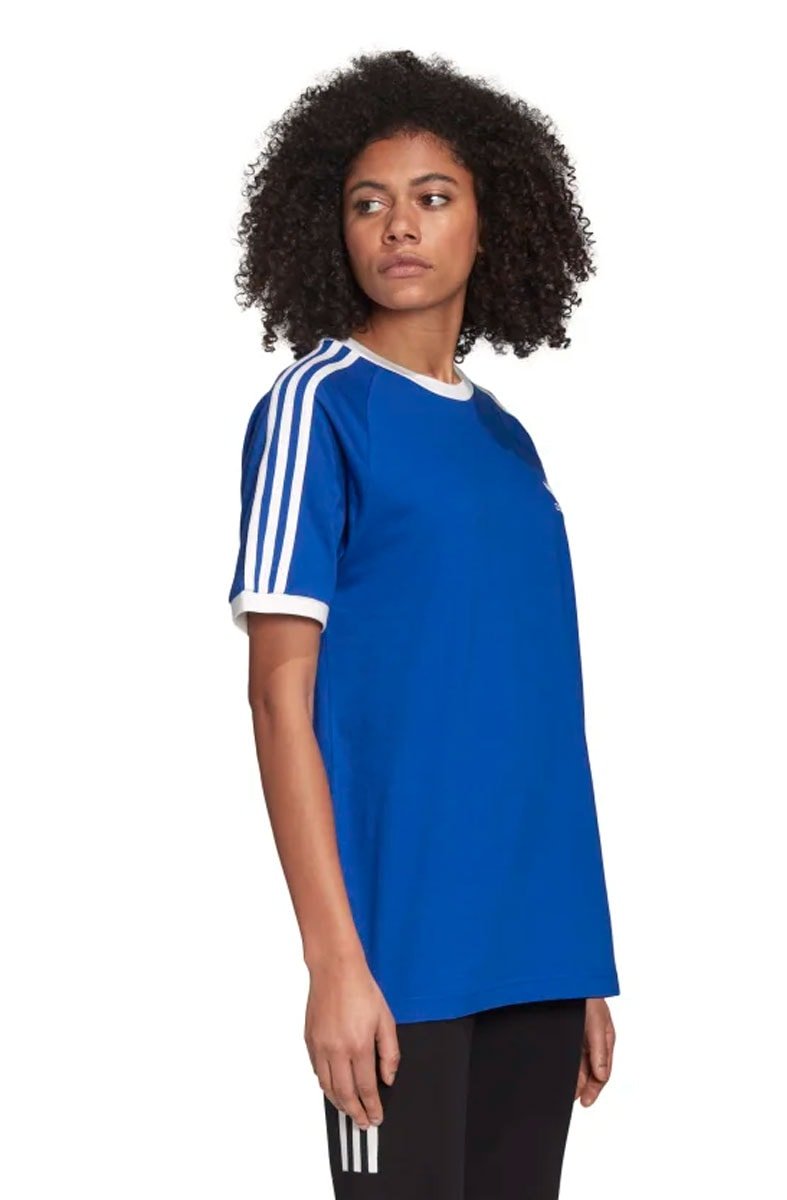 Camiseta ADIDAS 3 Stripes Feminino Azul/Branca - NewSkull