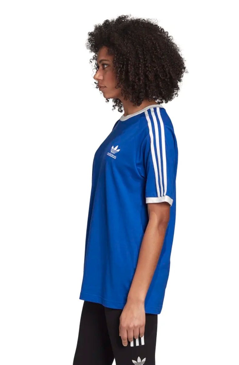 Camiseta ADIDAS 3 Stripes Feminino Azul/Branca - NewSkull