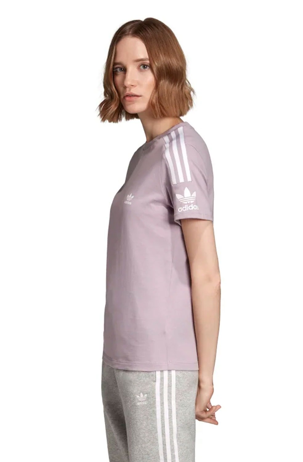 Camiseta ADIDAS 3 Stripes Feminino Rosa/Branca - NewSkull