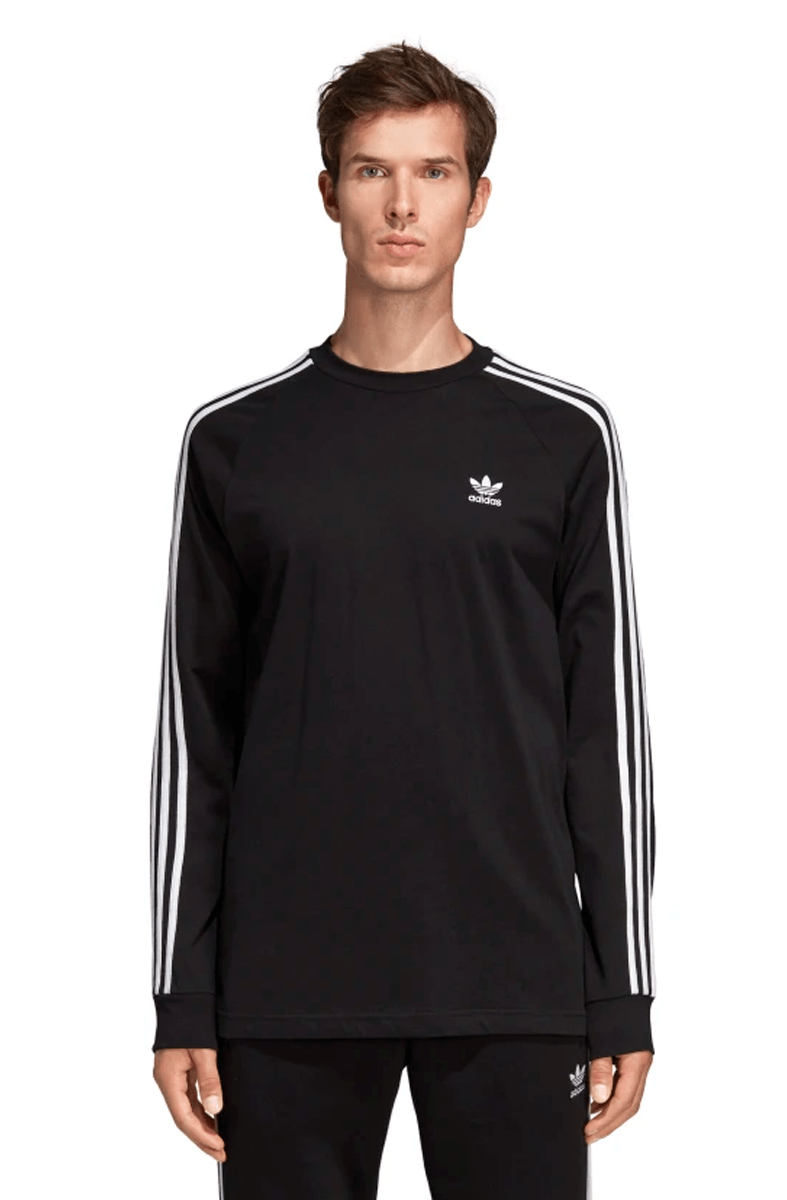 CAMISETA ADIDAS 3 STRIPES MANGA LONGA PRETA - NewSkull