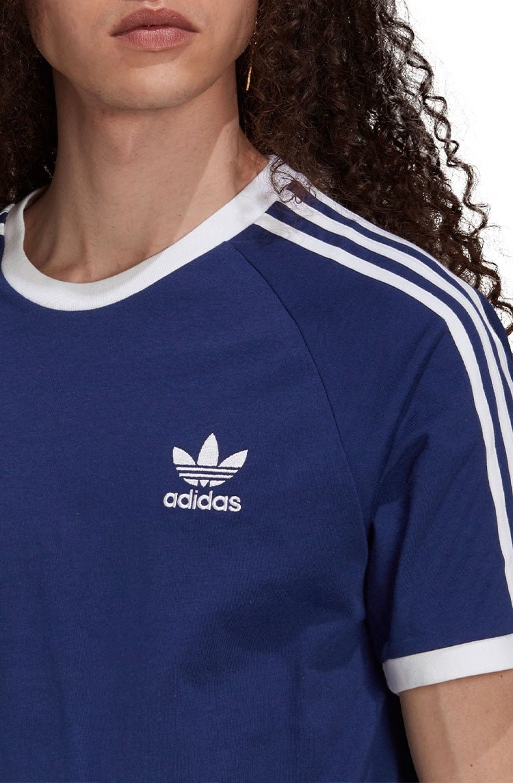 Camiseta Adidas Adicolor Classics 3 Stripes Azul/Branca - NewSkull