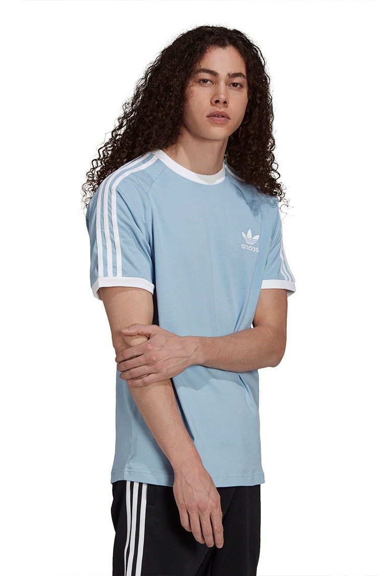 Camiseta Adidas Adicolor Classics 3 - Stripes Azul/Branca - NewSkull
