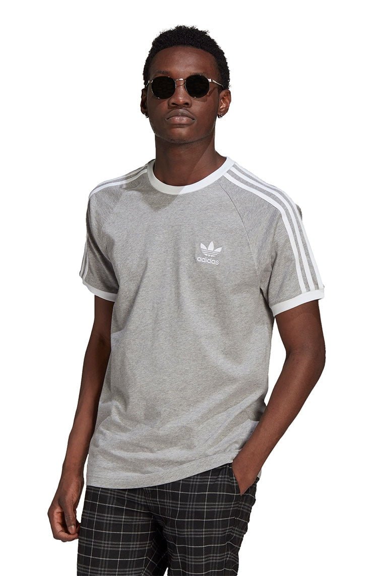 Camiseta Adidas Adicolor Classics 3 Stripes Cinza/Branco - NewSkull