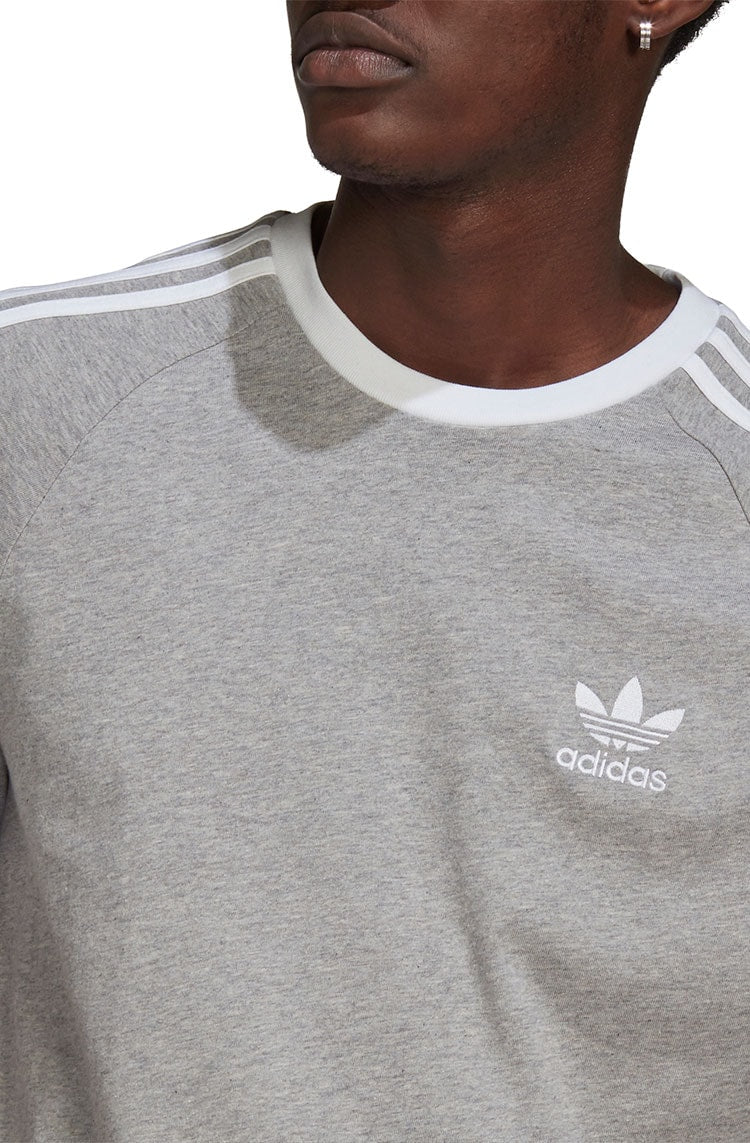 Camiseta Adidas Adicolor Classics 3 Stripes Cinza/Branco - NewSkull
