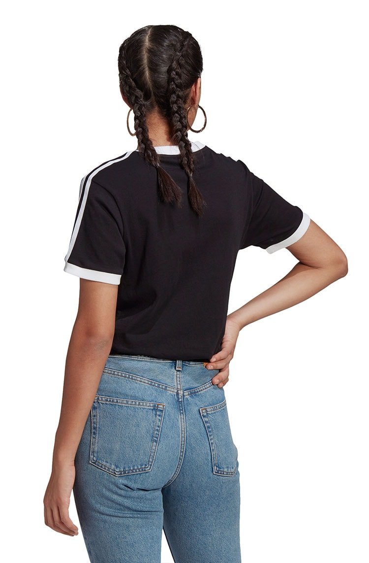 Camiseta Adidas Adicolor Classics 3 Stripes Feminina Preta/Branca - NewSkull