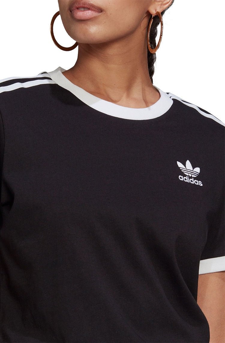 Camiseta Adidas Adicolor Classics 3 Stripes Feminina Preta/Branca - NewSkull