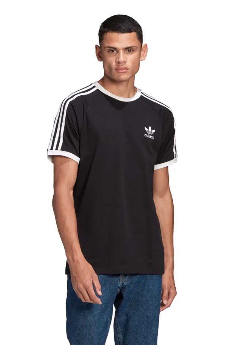 Camiseta Adidas Adicolor Classics 3 Stripes Preta/Branca - NewSkull
