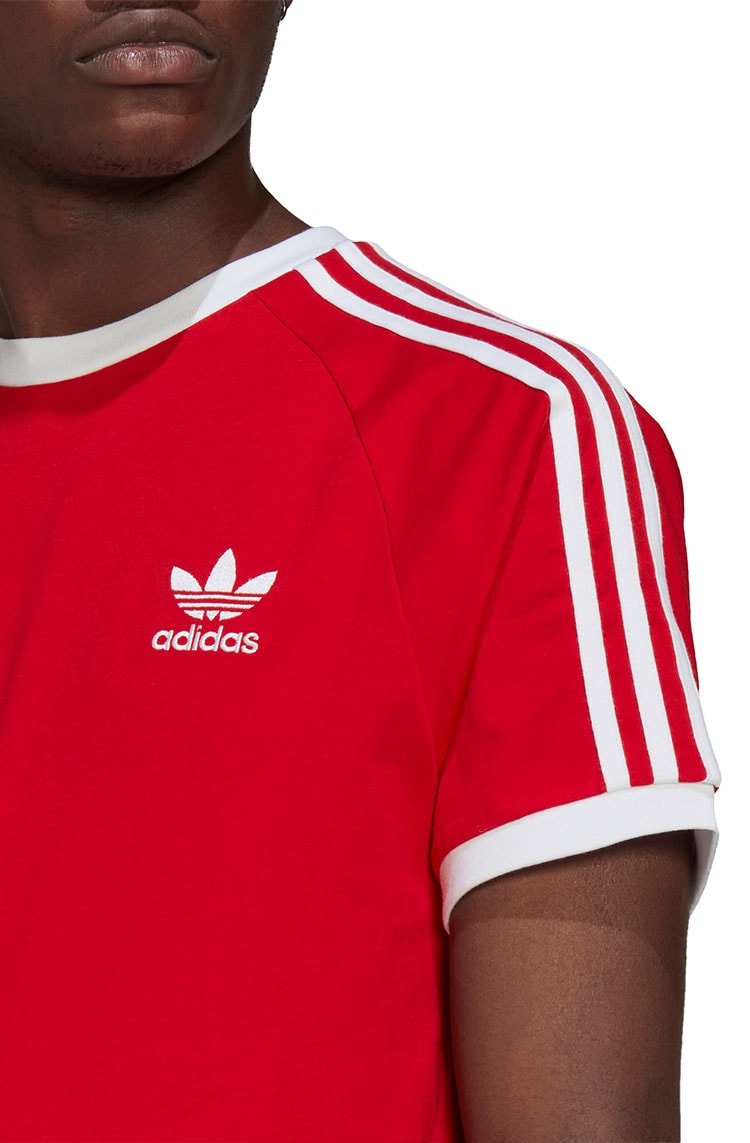 Camiseta Adidas Adicolor Classics 3 Stripes Vermelha/Branca - NewSkull