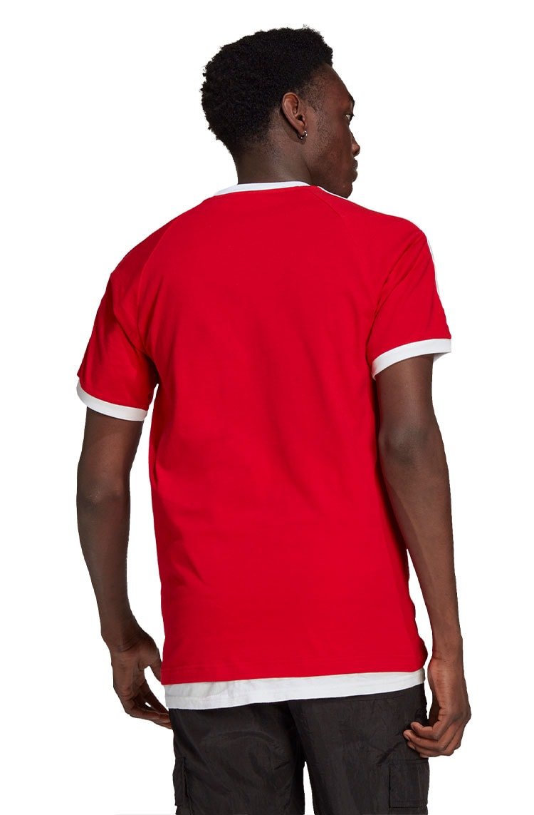 Camiseta Adidas Adicolor Classics 3 Stripes Vermelha/Branca - NewSkull