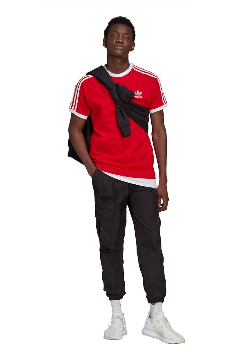 Camiseta Adidas Adicolor Classics 3 Stripes Vermelha/Branca - NewSkull