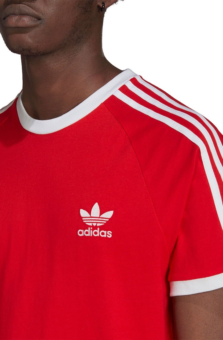Camiseta Adidas Adicolor Classics 3 Stripes Vermelho/Branca - NewSkull