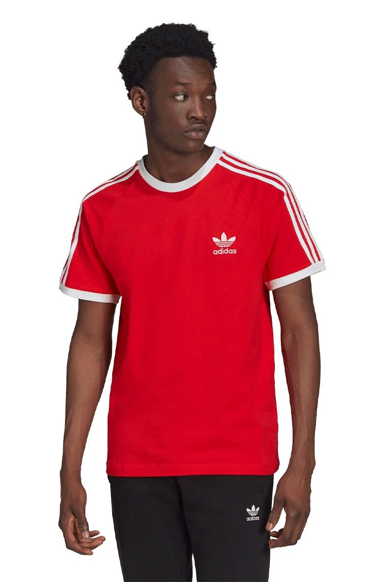 Camiseta Adidas Adicolor Classics 3 Stripes Vermelho/Branca - NewSkull