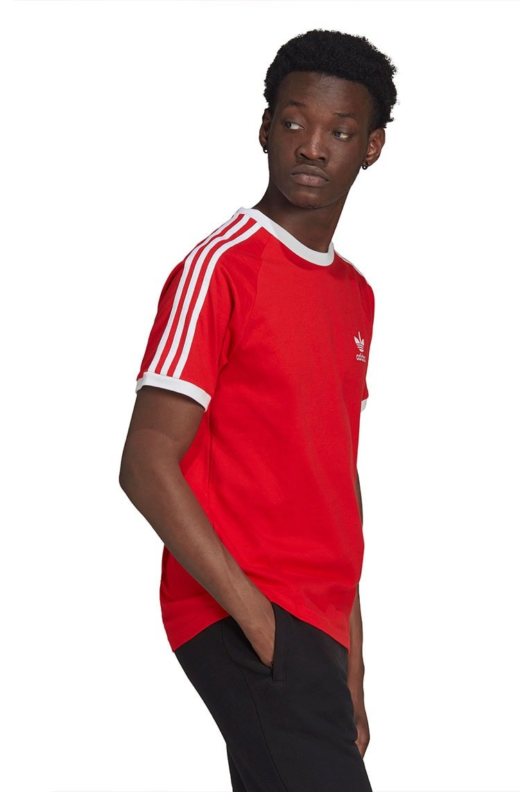 Camiseta Adidas Adicolor Classics 3 Stripes Vermelho/Branca - NewSkull