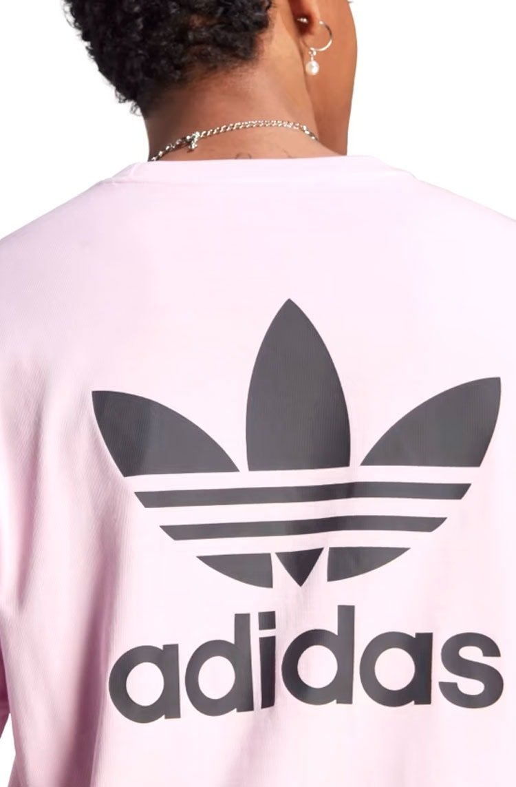 Camiseta Adidas Boxy Adicolor Classics Back+Front Trefoil Rosa/Preto - NewSkull