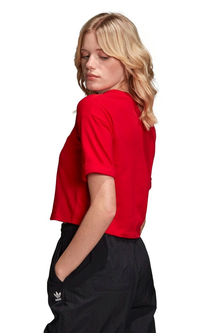 Camiseta ADIDAS Cropped 3D Trefoil Vermelha - NewSkull