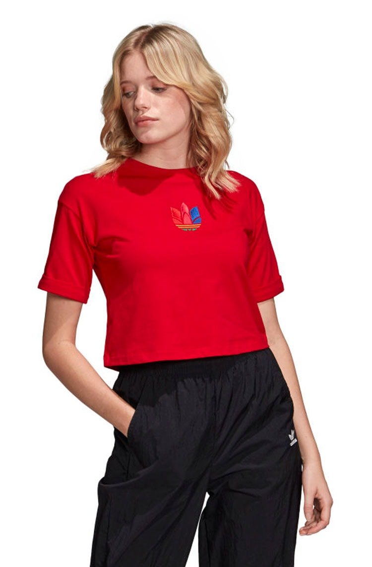 Camiseta ADIDAS Cropped 3D Trefoil Vermelha - NewSkull