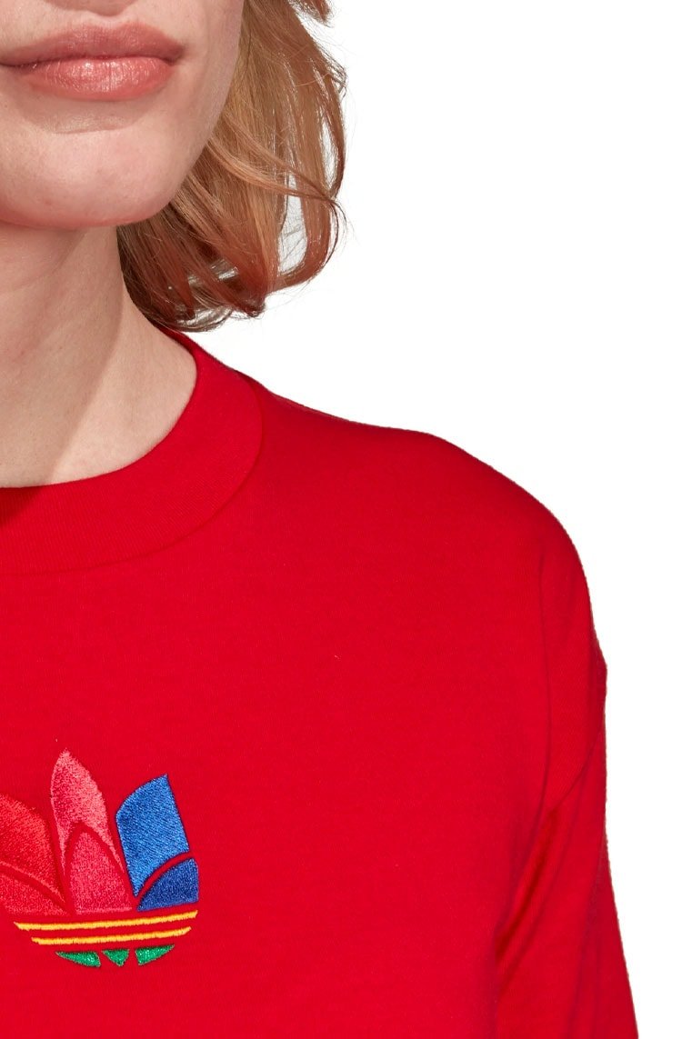 Camiseta ADIDAS Cropped 3D Trefoil Vermelha - NewSkull