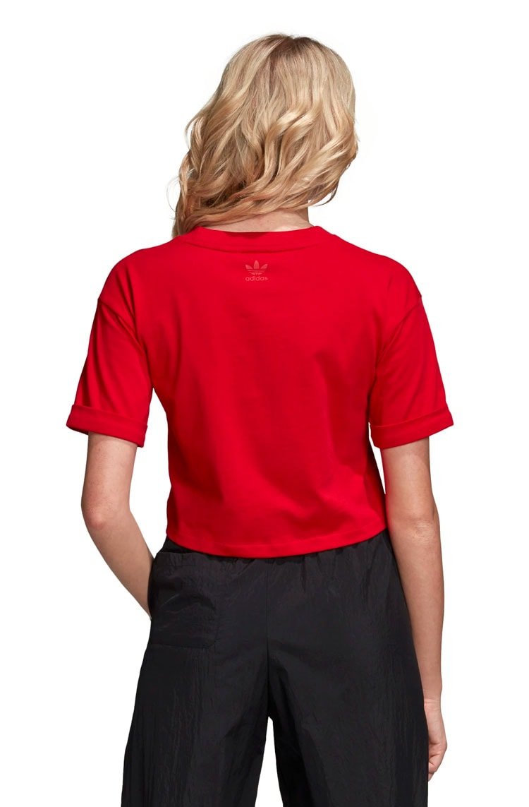 Camiseta ADIDAS Cropped 3D Trefoil Vermelha - NewSkull