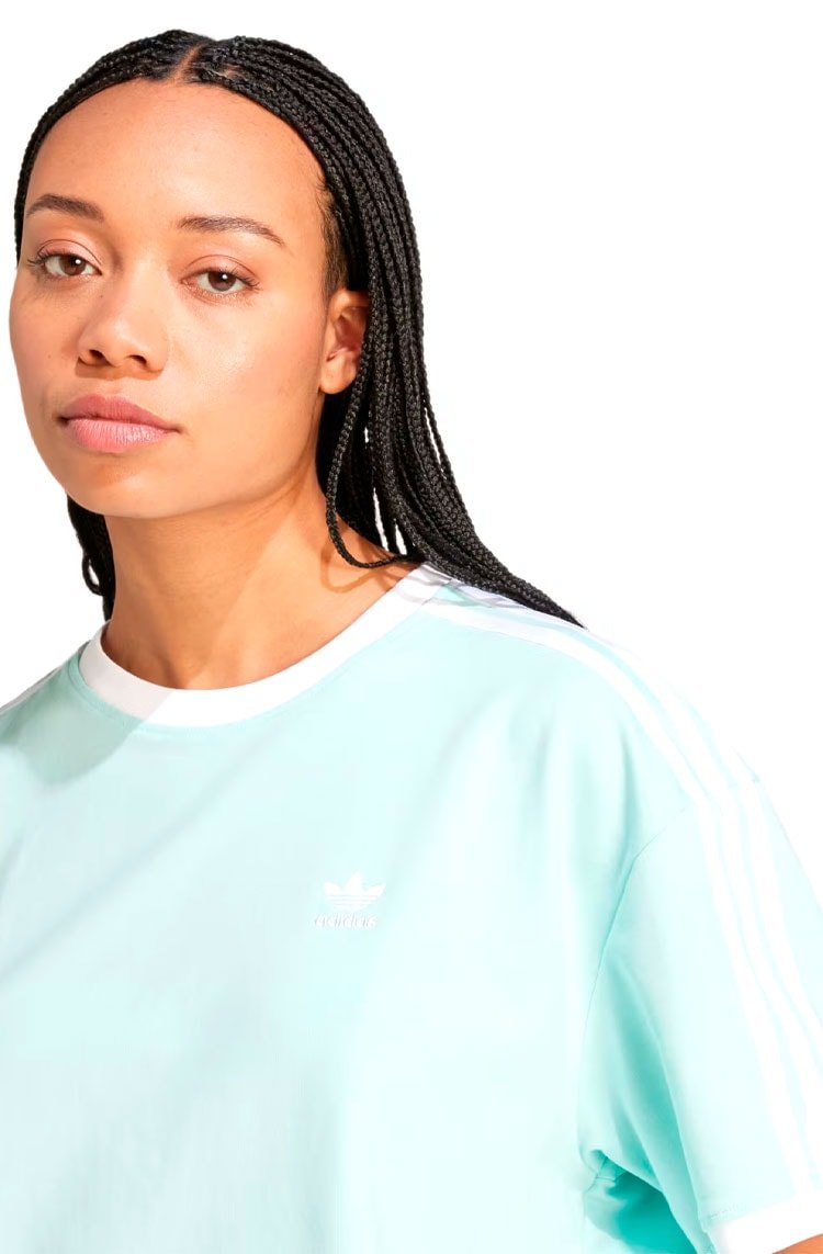 Camiseta Adidas Cropped Adicolor 3 - stripes Verde Água - NewSkull