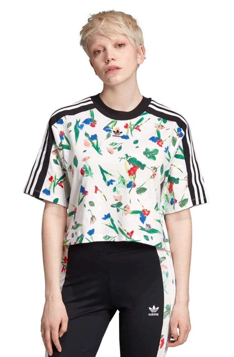 Camiseta ADIDAS Cropped Allover Print Feminino Branca/Floral - NewSkull