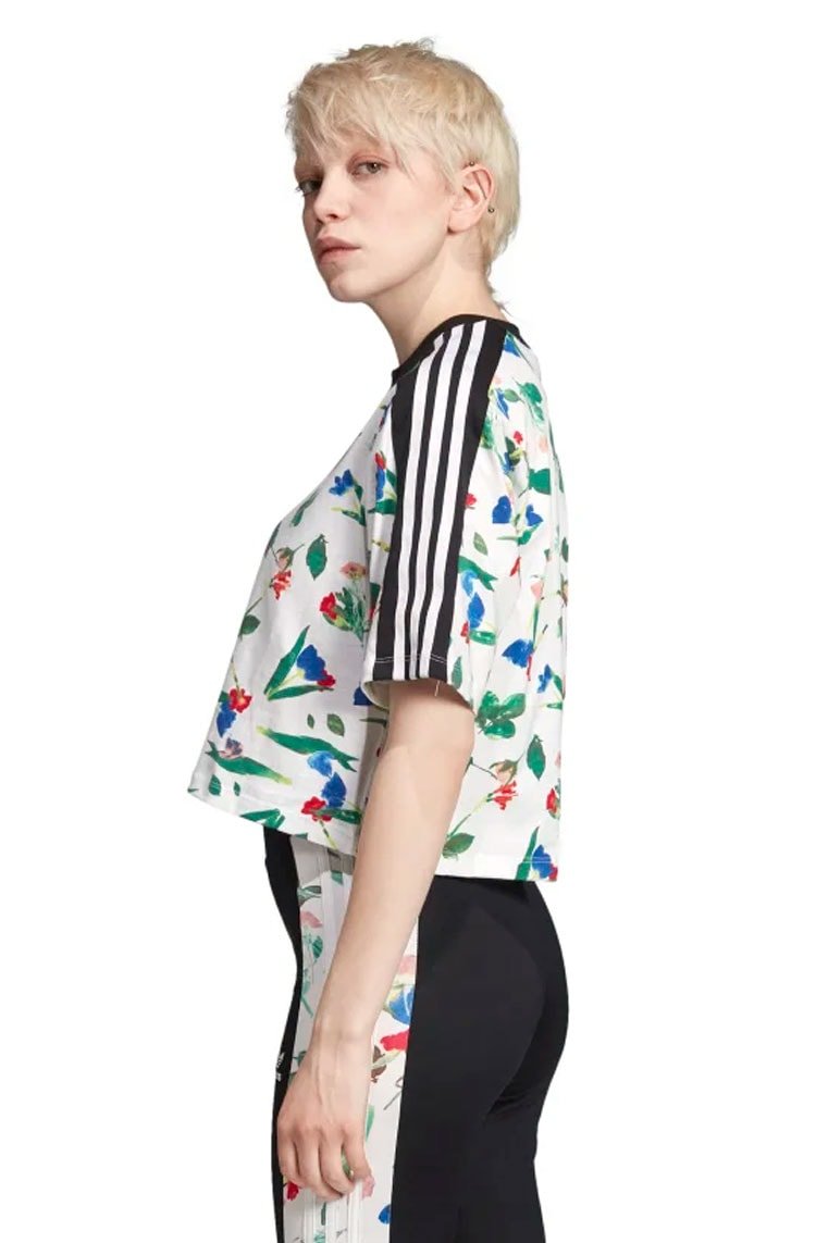 Camiseta ADIDAS Cropped Allover Print Feminino Branca/Floral - NewSkull